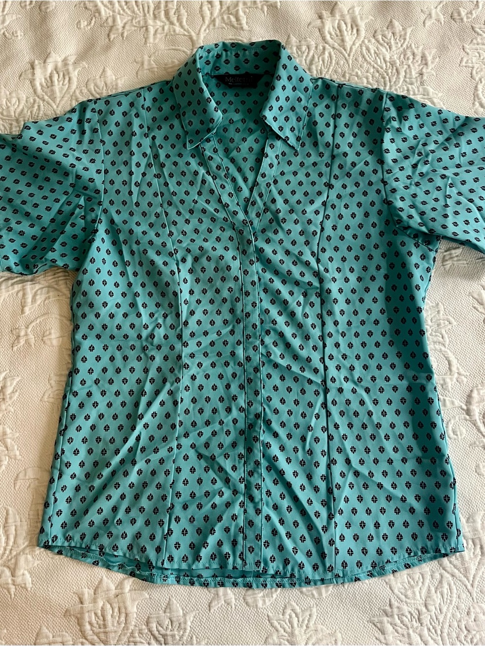 Teal Short-Sleeve Printed Shirt